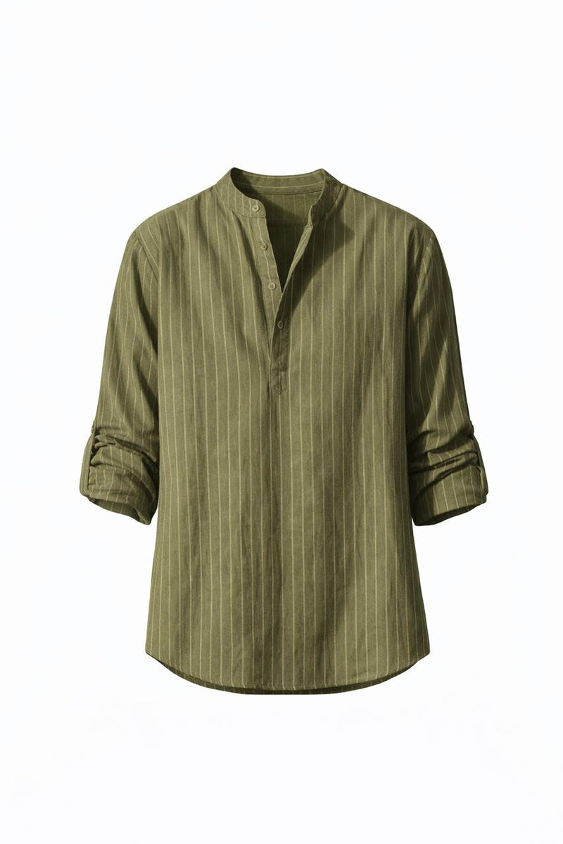 Linen  Striped Henley shirt