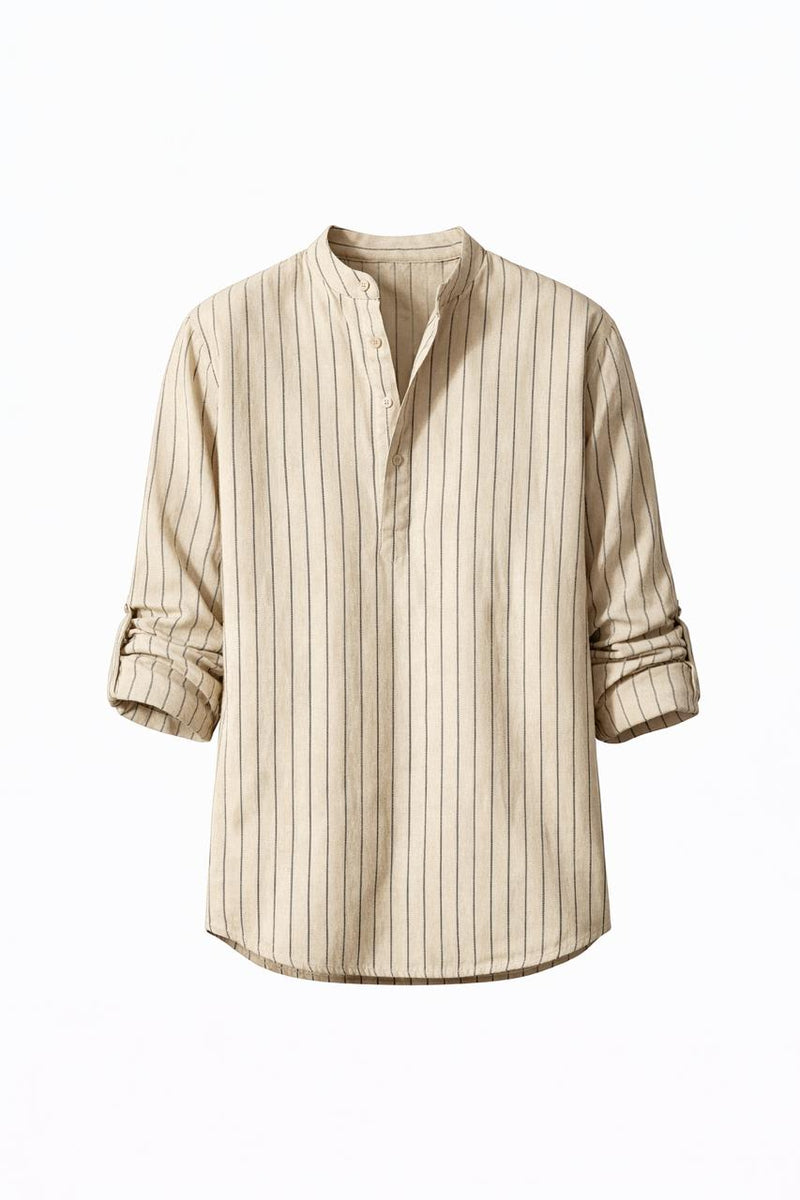Linen  Striped Henley shirt