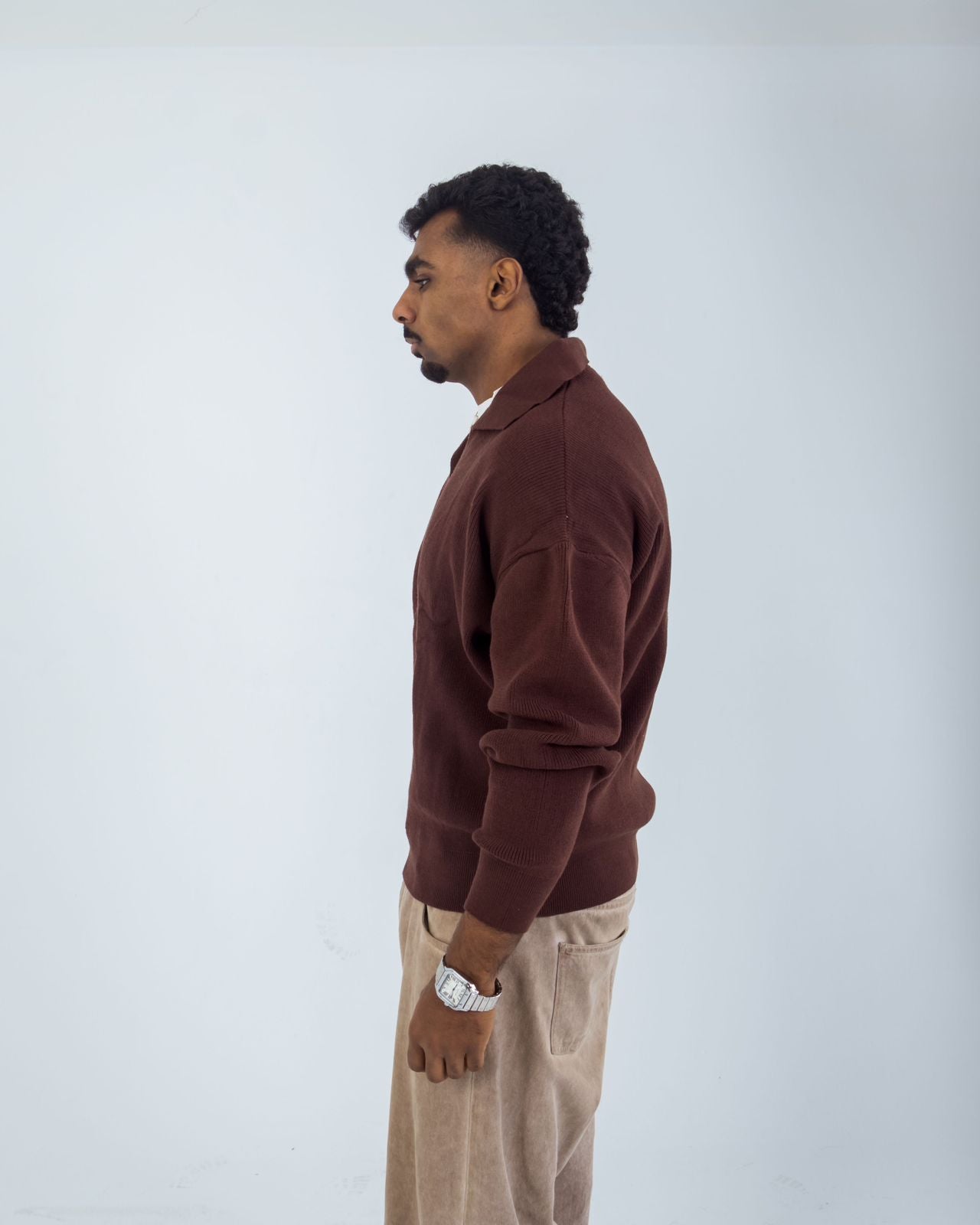 Tales Knitted Brown Polo Sweater