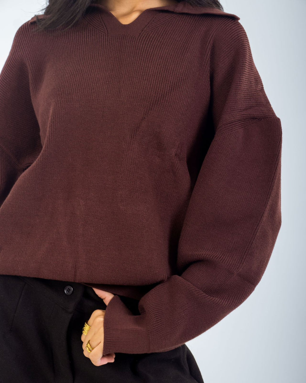 Tales Knitted Brown Polo Sweater